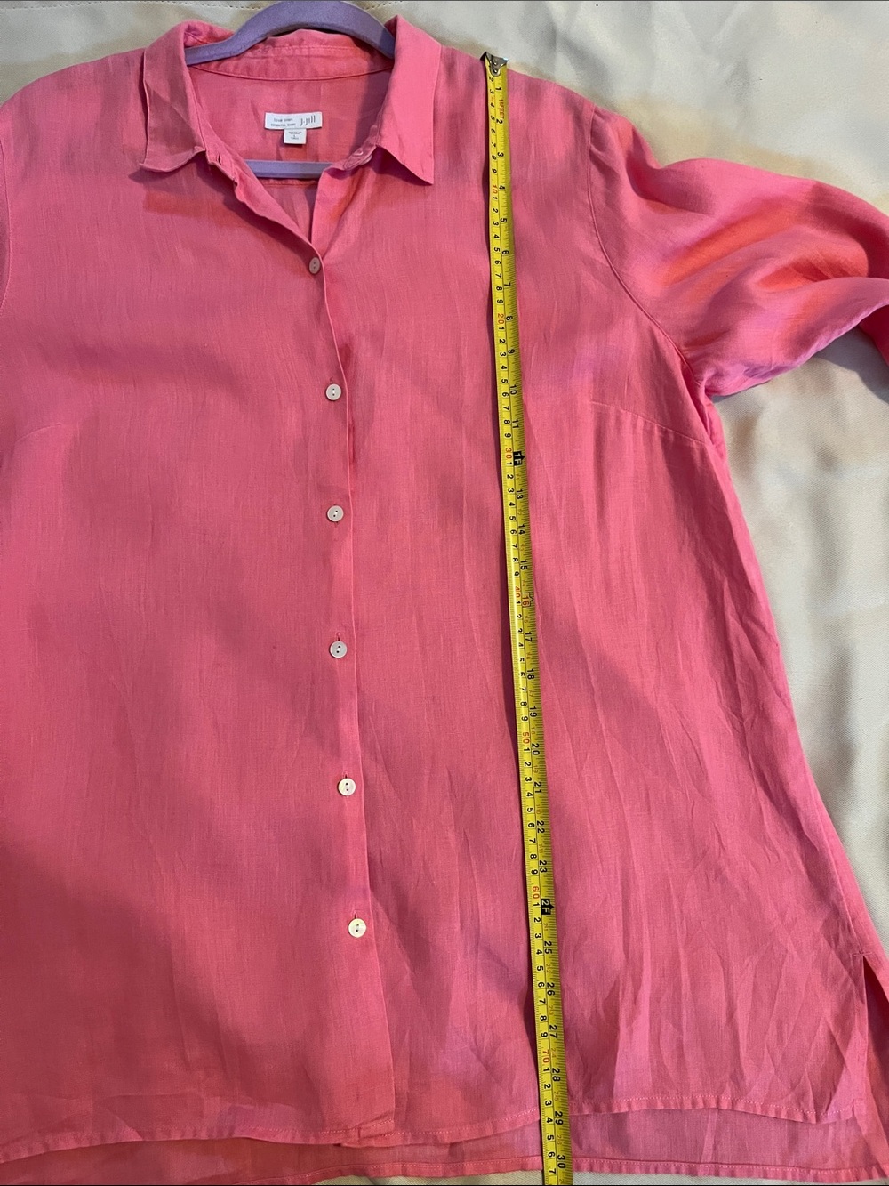 J. Jill Love Linen Bubblegum Pink Button-Down Tunic - Picture 5 of 6